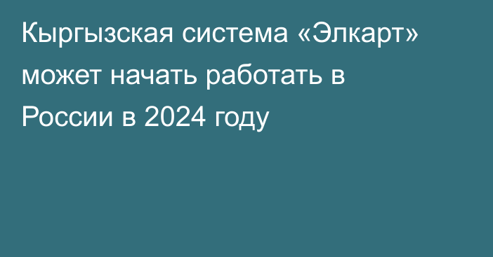Кыргызская система «Элкарт» может начать работать в России в 2024 году