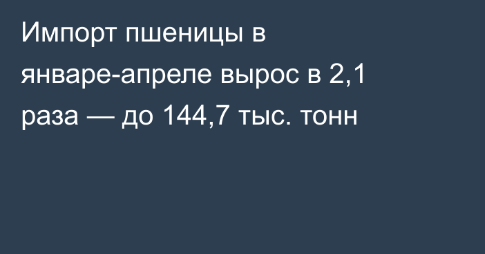 Импорт пшеницы в январе-апреле вырос в 2,1 раза — до 144,7 тыс. тонн