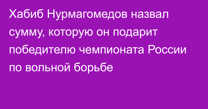 Хабиб Нурмагомедов назвал сумму, которую он подарит победителю чемпионата России по вольной борьбе