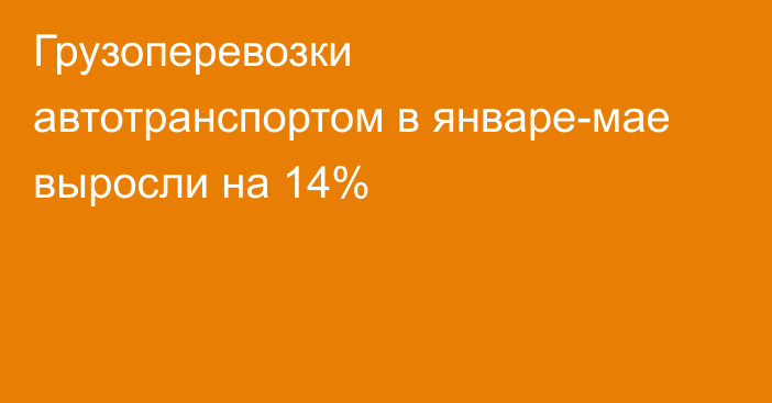 Грузоперевозки автотранспортом в январе-мае выросли на 14%