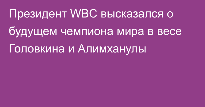 Президент WBC высказался о будущем чемпиона мира в весе Головкина и Алимханулы
