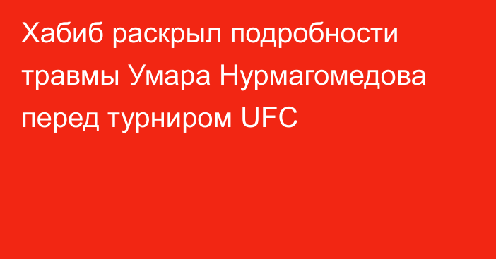 Хабиб раскрыл подробности травмы Умара Нурмагомедова перед турниром UFC