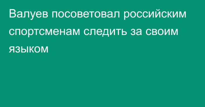 Валуев посоветовал российским спортсменам следить за своим языком