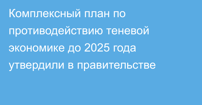 Комплексный план по противодействию теневой экономике до 2025 года утвердили в правительстве