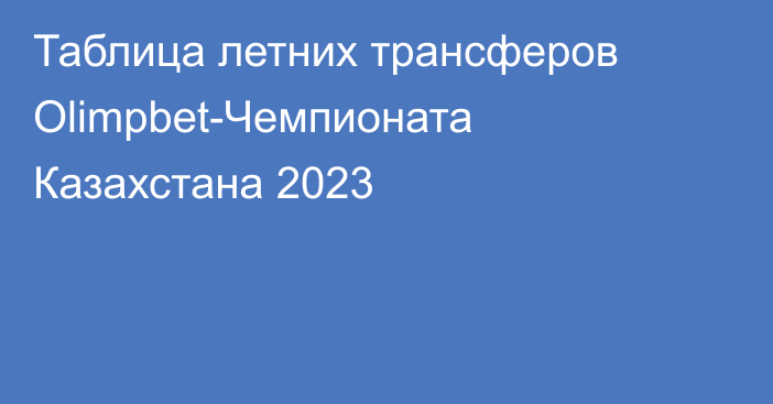 Таблица летних трансферов Olimpbet-Чемпионата Казахстана 2023