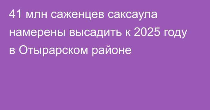 41 млн саженцев саксаула намерены высадить к 2025 году в Отырарском районе