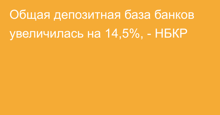 Общая депозитная база банков увеличилась на 14,5%, - НБКР