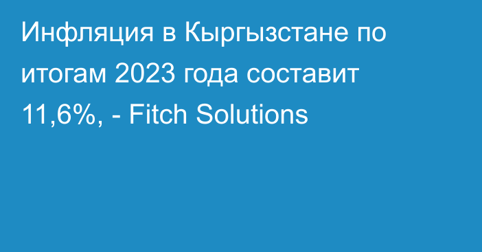 Инфляция в Кыргызстане по итогам 2023 года составит 11,6%, - Fitch Solutions