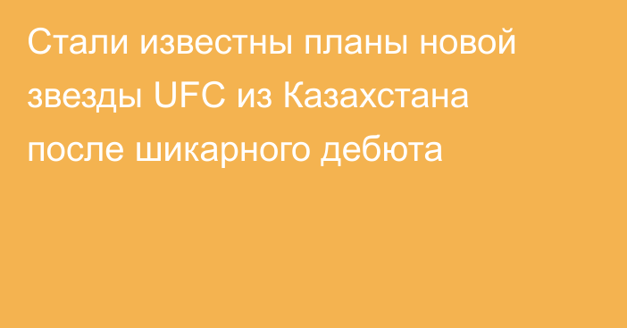 Стали известны планы новой звезды UFC из Казахстана после шикарного дебюта