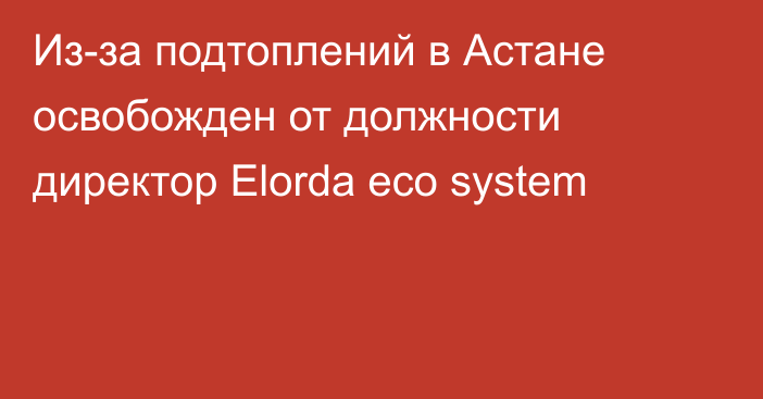 Из-за подтоплений в Астане освобожден от должности директор Elorda eco system