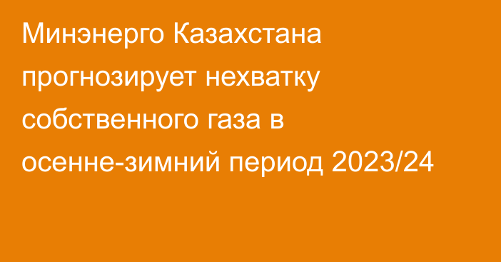 Минэнерго Казахстана прогнозирует нехватку собственного газа в осенне-зимний период 2023/24