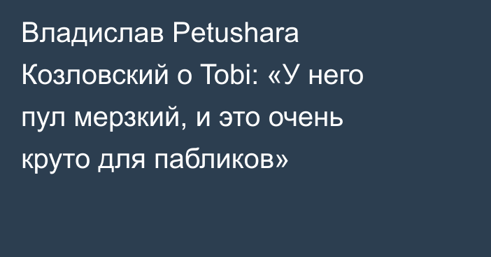 Владислав Petushara Козловский о Tobi: «У него пул мерзкий, и это очень круто для пабликов»