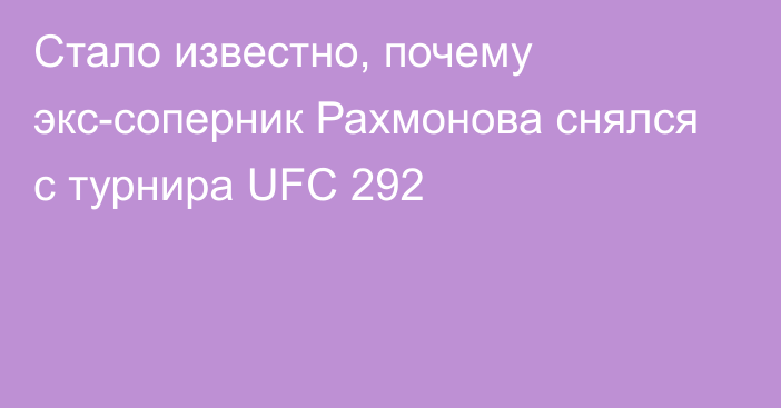 Стало известно, почему экс-соперник Рахмонова снялся с турнира UFC 292