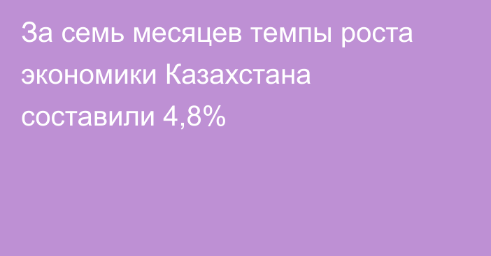 За семь месяцев темпы роста экономики Казахстана составили 4,8%