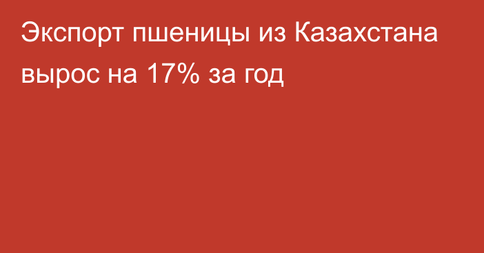 Экспорт пшеницы из Казахстана вырос на 17% за год