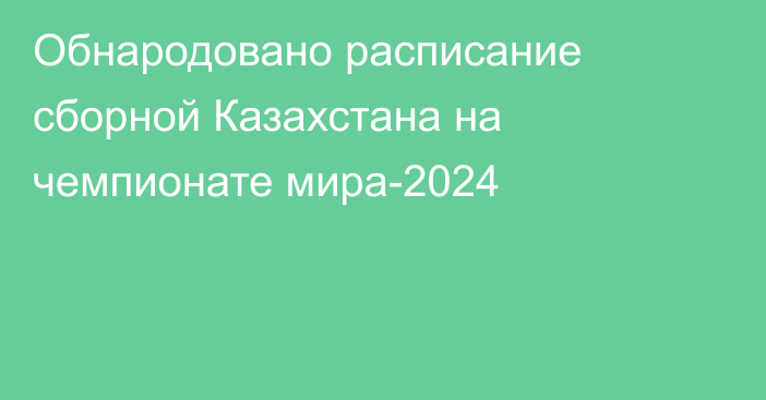 Обнародовано расписание сборной Казахстана на чемпионате мира-2024