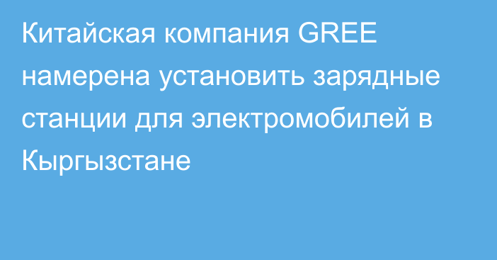 Китайская компания GREE намерена установить зарядные станции для электромобилей в Кыргызстане