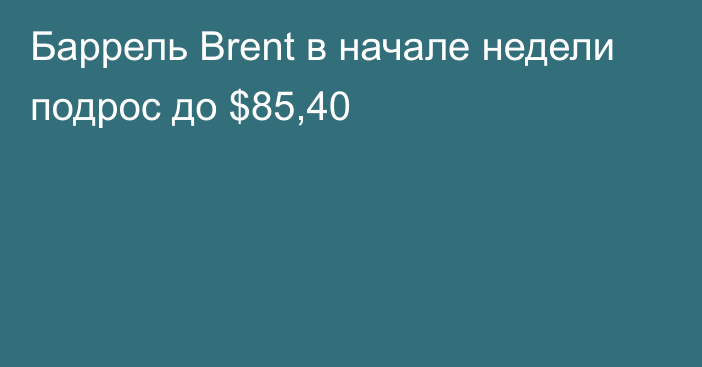 Баррель Brent в начале недели подрос до $85,40