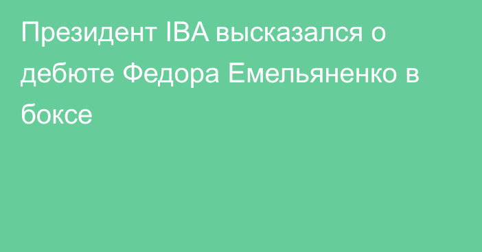 Президент IBA высказался о дебюте Федора Емельяненко в боксе