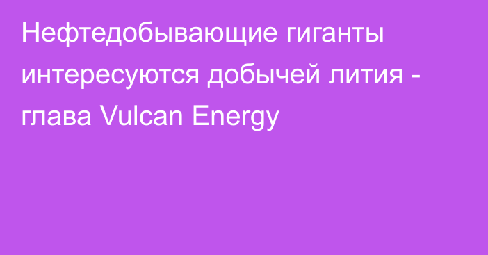Нефтедобывающие гиганты интересуются добычей лития - глава Vulcan Energy