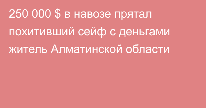 250 000 $ в навозе прятал похитивший сейф с деньгами житель Алматинской области