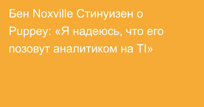 Бен Noxville Стинуизен о Puppey: «Я надеюсь, что его позовут аналитиком на TI»