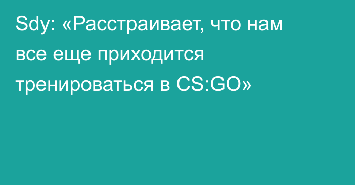 Sdy: «Расстраивает, что нам все еще приходится тренироваться в CS:GO»