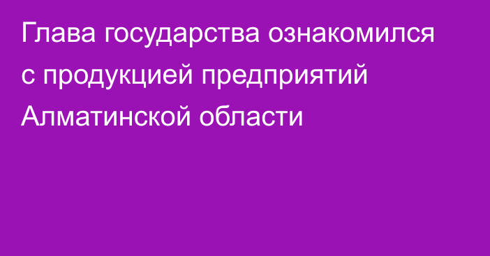 Глава государства ознакомился с продукцией предприятий Алматинской области