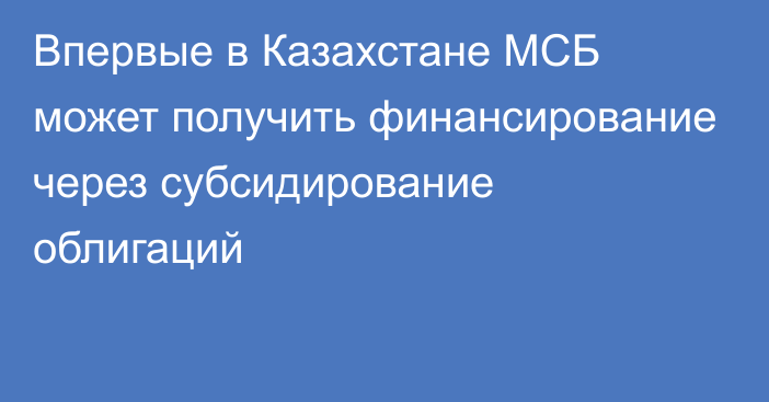 Впервые в Казахстане МСБ может получить финансирование через субсидирование облигаций