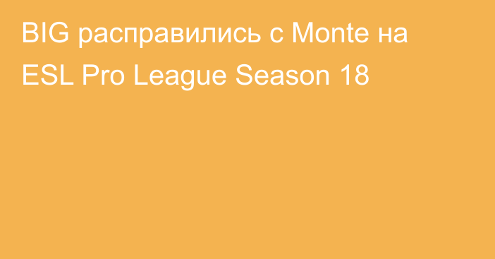 BIG расправились с Monte на ESL Pro League Season 18