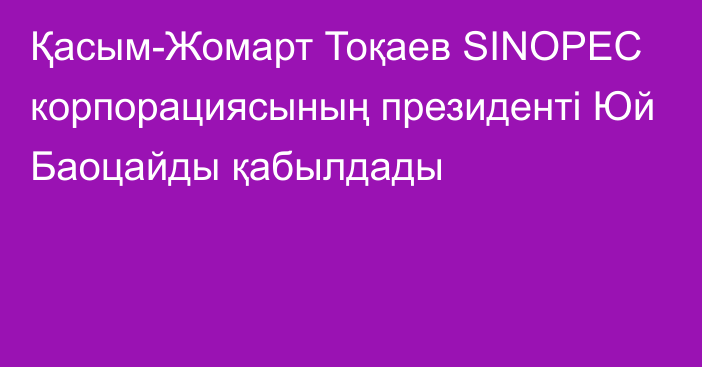 Қасым-Жомарт Тоқаев SINOPEC корпорациясының президенті Юй Баоцайды қабылдады