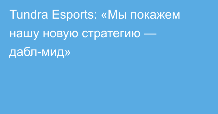 Tundra Esports: «Мы покажем нашу новую стратегию — дабл-мид»