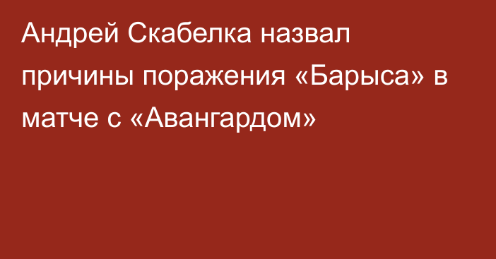 Андрей Скабелка назвал причины поражения «Барыса» в матче с «Авангардом»