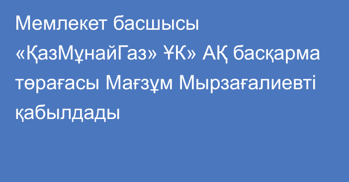 Мемлекет басшысы «ҚазМұнайГаз» ҰК» АҚ басқарма төрағасы Мағзұм Мырзағалиевті қабылдады