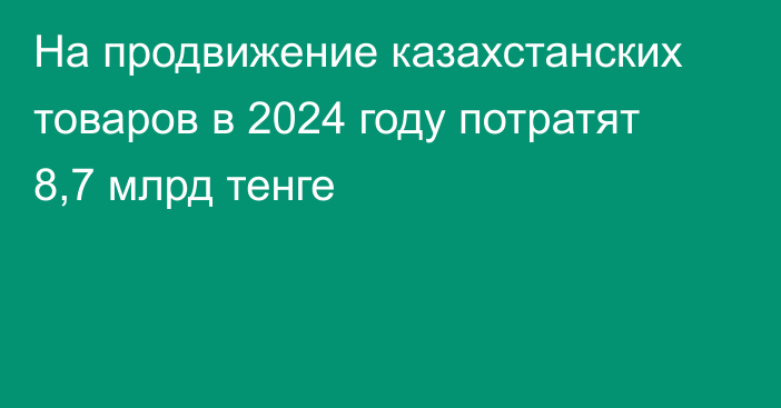 На продвижение казахстанских товаров в 2024 году потратят 8,7 млрд тенге