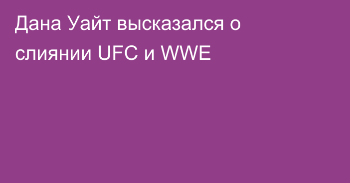 Дана Уайт высказался о слиянии UFC и WWE