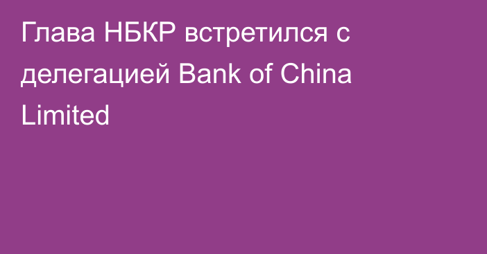 Глава НБКР встретился с делегацией Bank of China Limited