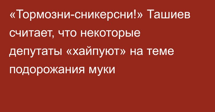 «Тормозни-сникерсни!» Ташиев считает, что некоторые депутаты «хайпуют» на теме подорожания муки