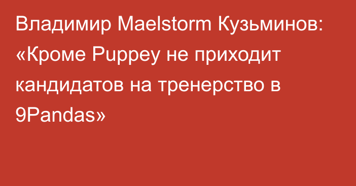 Владимир Maelstorm Кузьминов: «Кроме Puppey не приходит кандидатов на тренерство в 9Pandas»