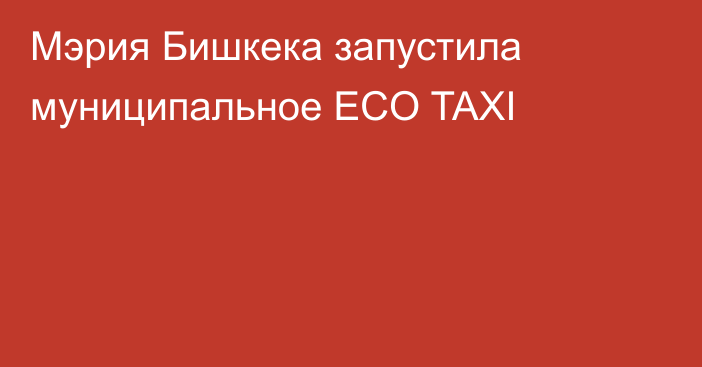 Мэрия Бишкека запустила муниципальное ECO TAXI