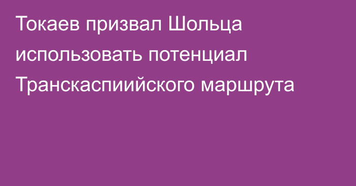 Токаев призвал Шольца использовать потенциал Транскаспиийского маршрута