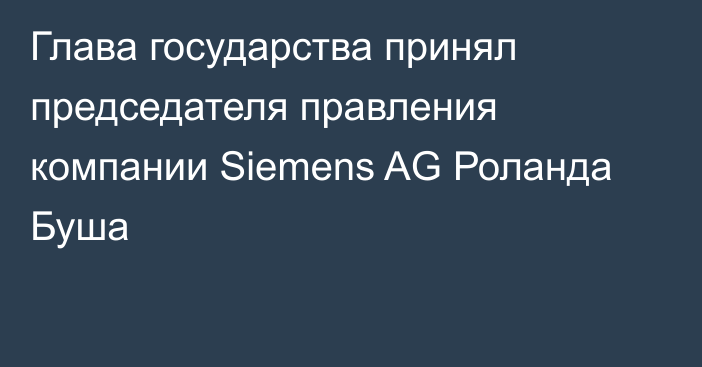 Глава государства принял председателя правления компании Siemens AG Роланда Буша