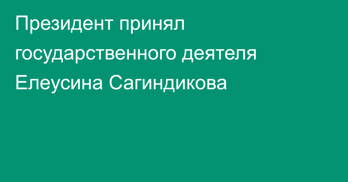 Президент принял государственного деятеля Елеусина Сагиндикова