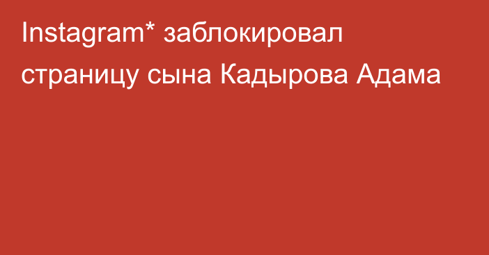 Instagram* заблокировал страницу сына Кадырова Адама