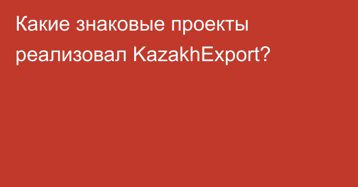 Какие знаковые проекты реализовал KazakhExport?