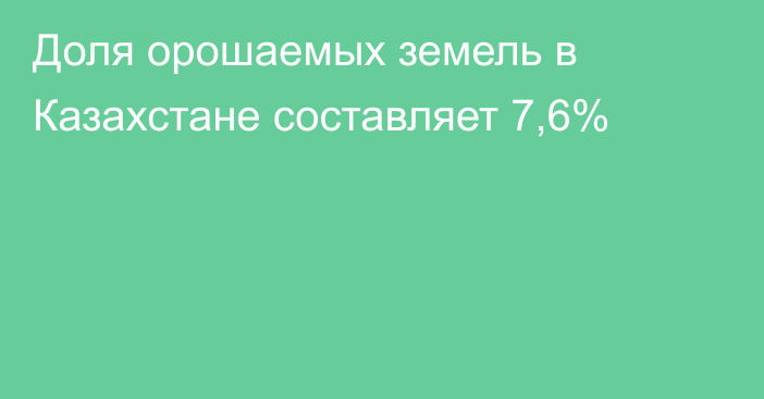Доля орошаемых земель в Казахстане составляет 7,6%