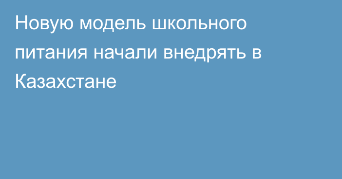 Новую модель школьного питания начали внедрять в Казахстане