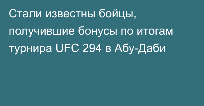 Стали известны бойцы, получившие бонусы по итогам турнира UFC 294 в Абу-Даби