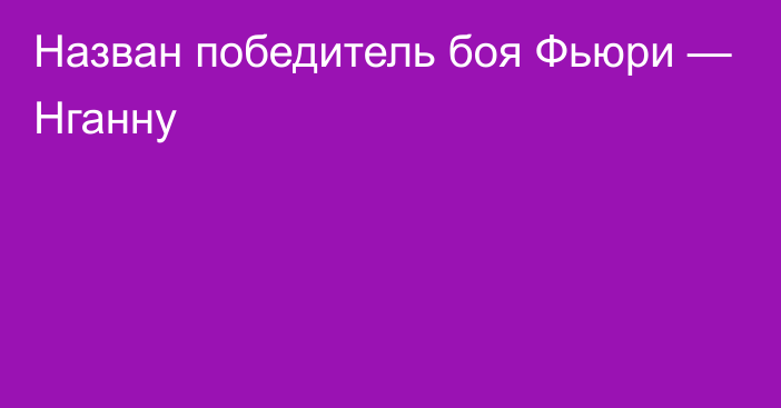 Назван победитель боя Фьюри — Нганну