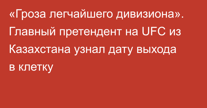 «Гроза легчайшего дивизиона». Главный претендент на UFC из Казахстана узнал дату выхода в клетку